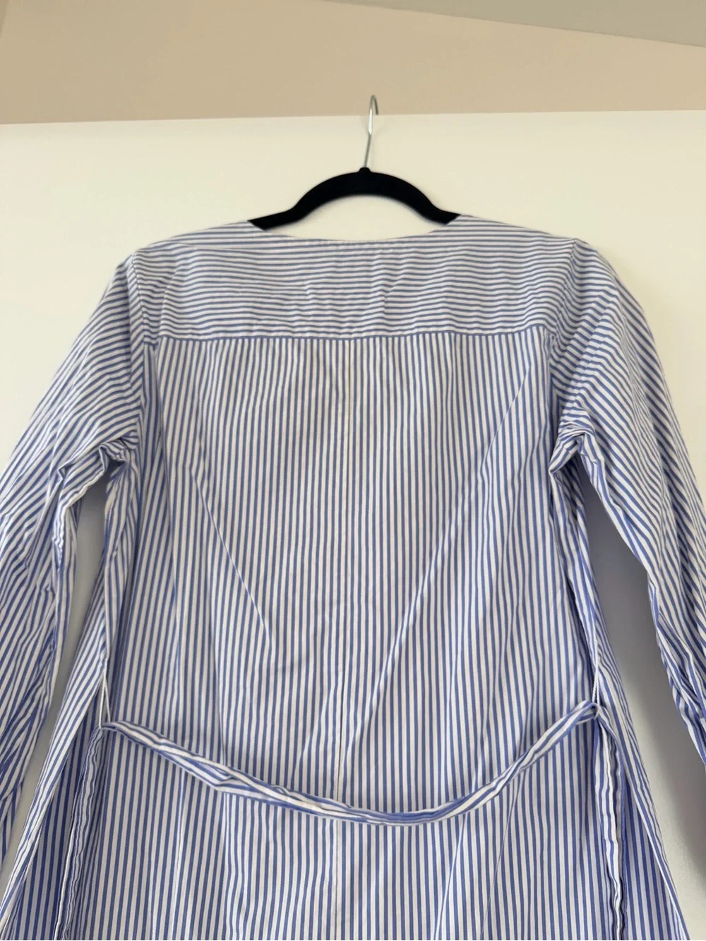 J. Crew Blue and White Striped Poplin Dress